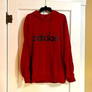 Men’s Adidas dark red medium weight hooded sweatshirt with front pouch pocket XL